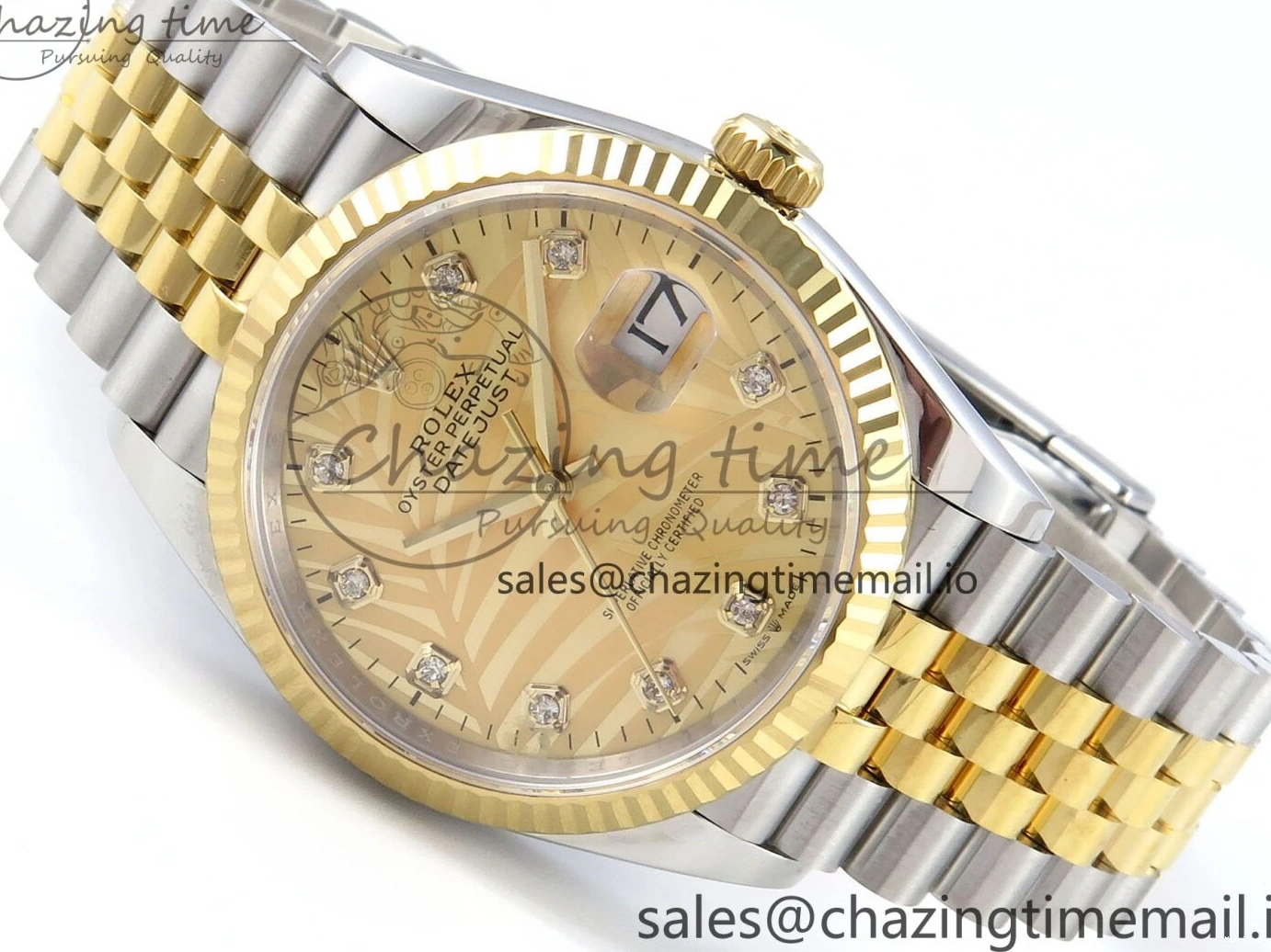 MiroTime 1225 DateJust 36 126233 EWEF Best Edition YG Leaf Dial on SS YG Jubilee Bracelet A Sporty 628